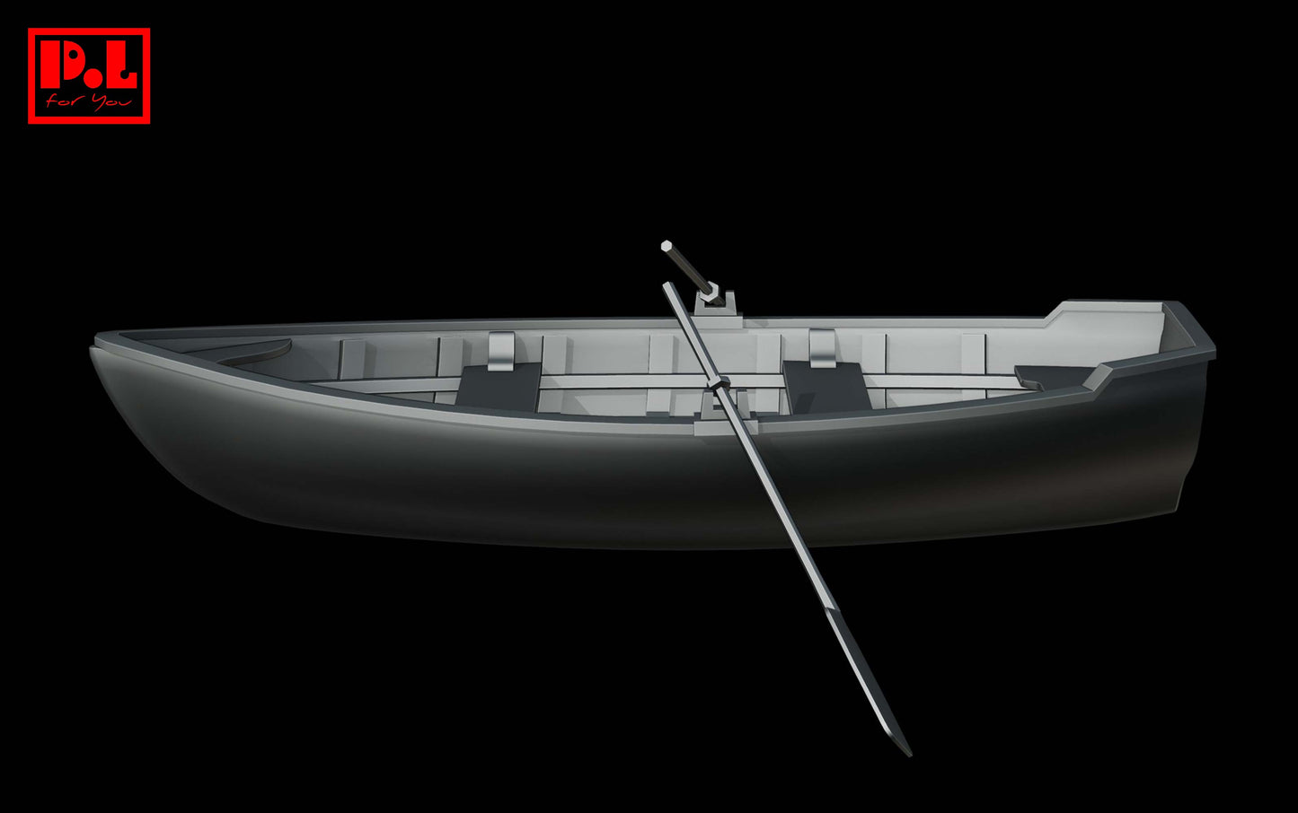 Wooden boat with oars — 3D print STL files