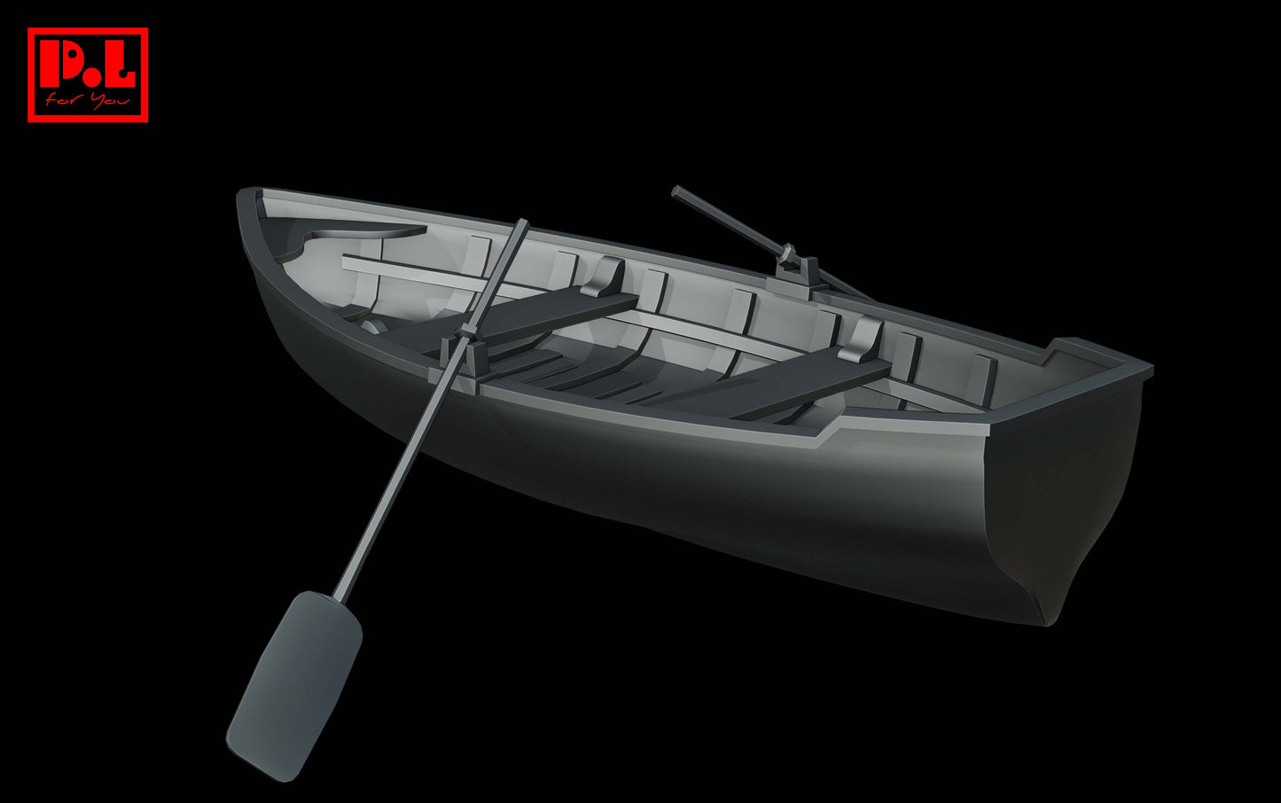 Wooden boat with oars — 3D print STL files