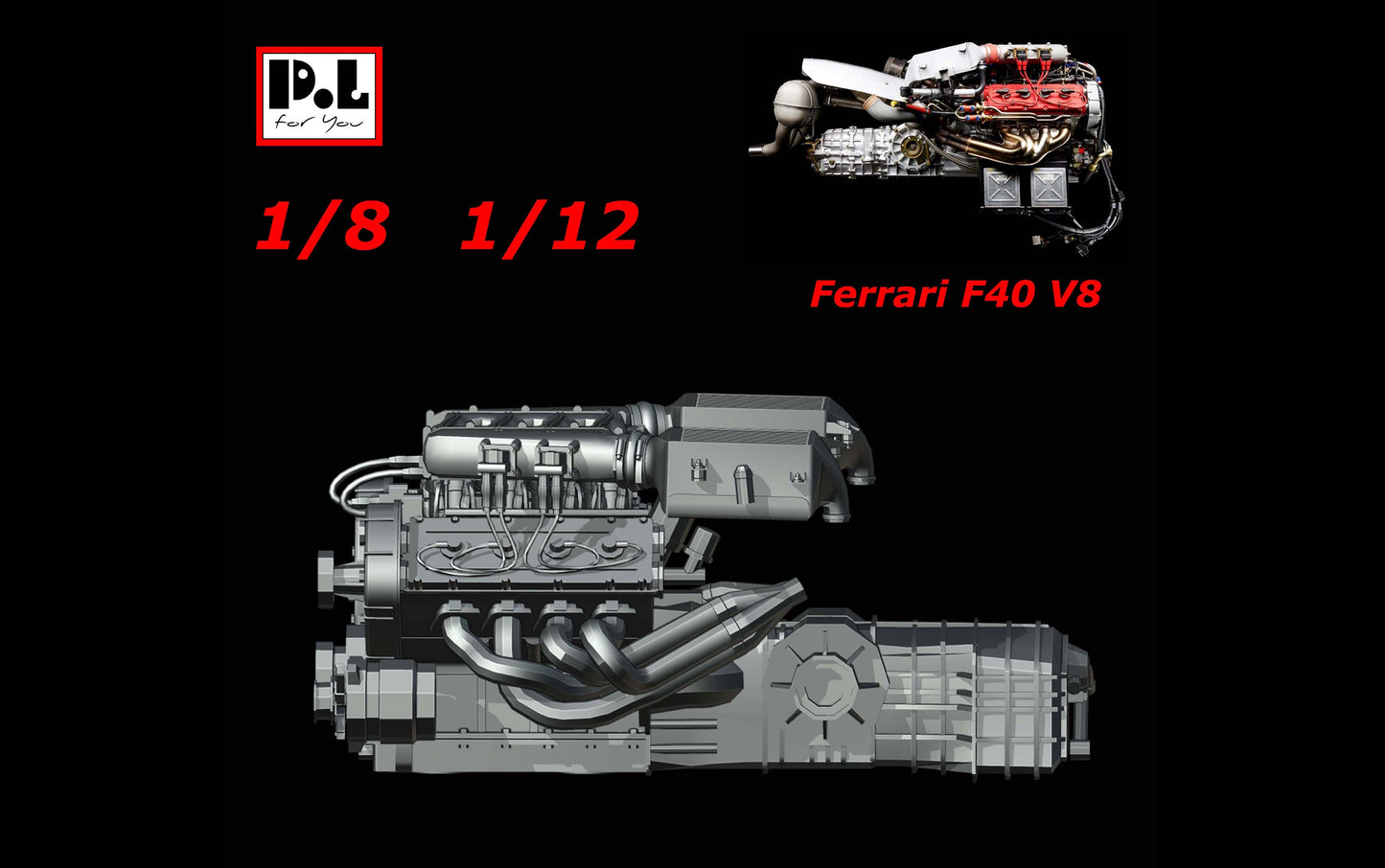 1/8 1/12 Ferrari F40 V8 Engine