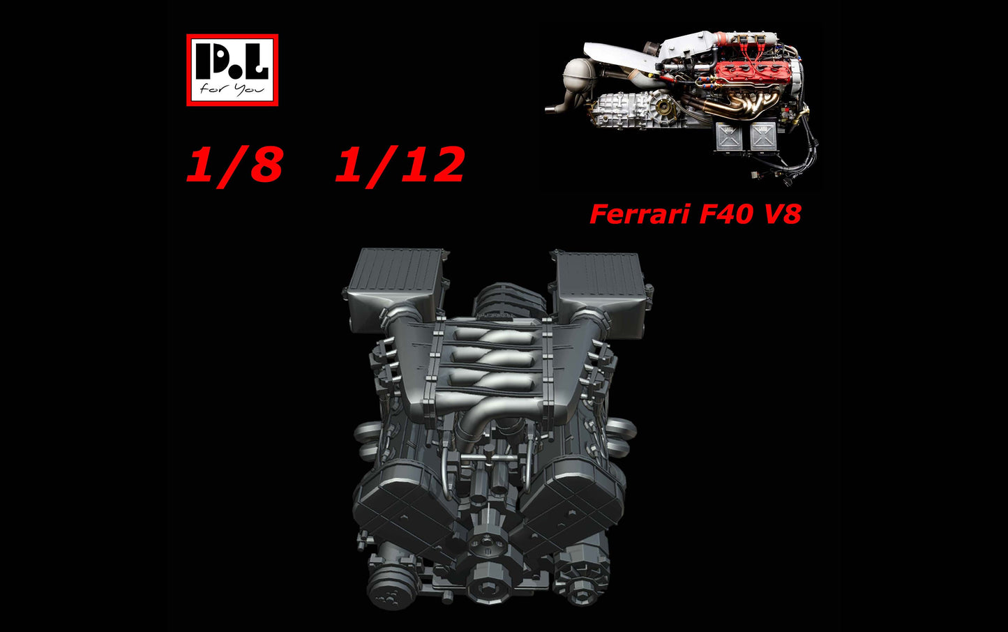 1/8 1/12 Ferrari F40 V8 Engine