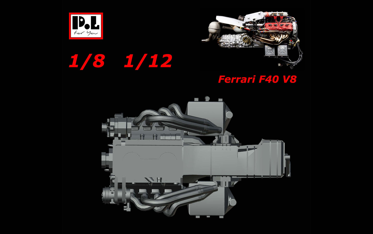 1/8 1/12 Ferrari F40 V8 Engine