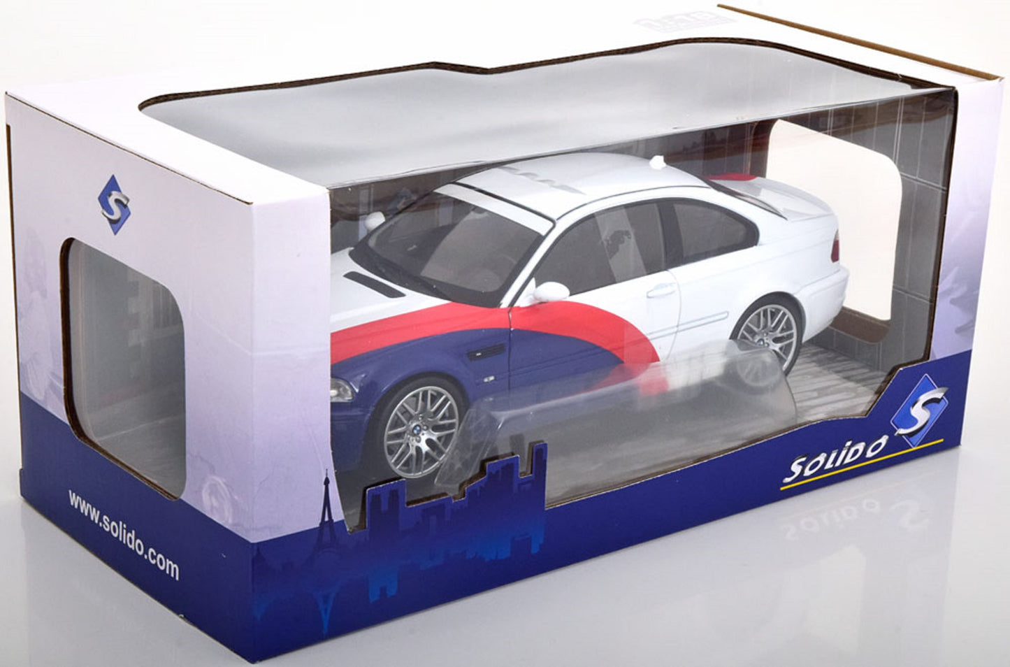 Solido 1:18 BMW M3 E46 Street Fighter (2000) White Darkblue Red (S1806505)