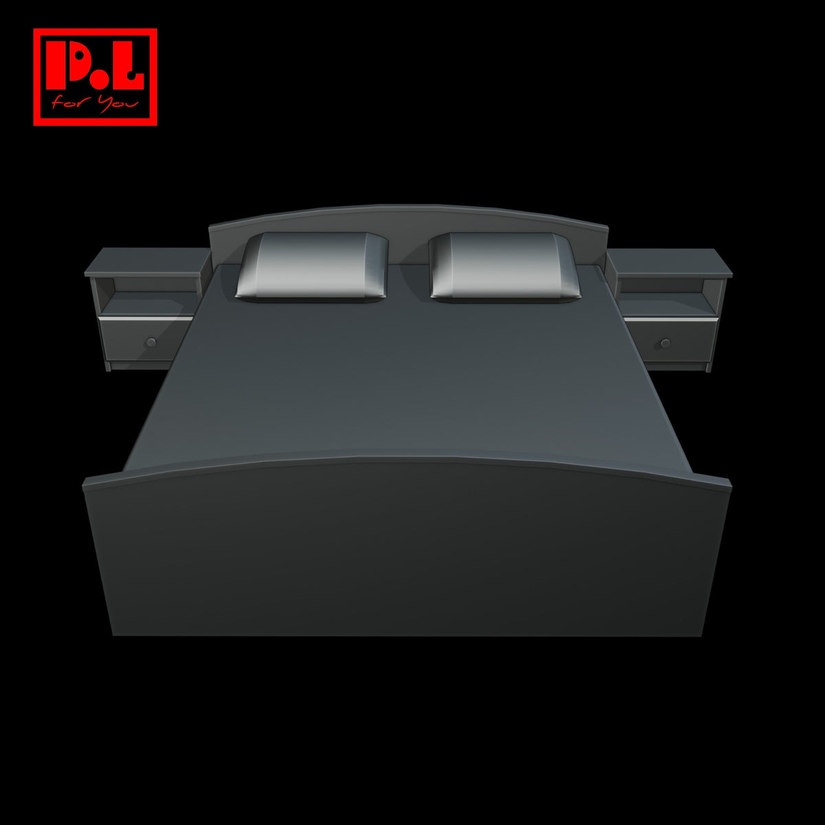 Double bed + bedside tables — 3D print STL files