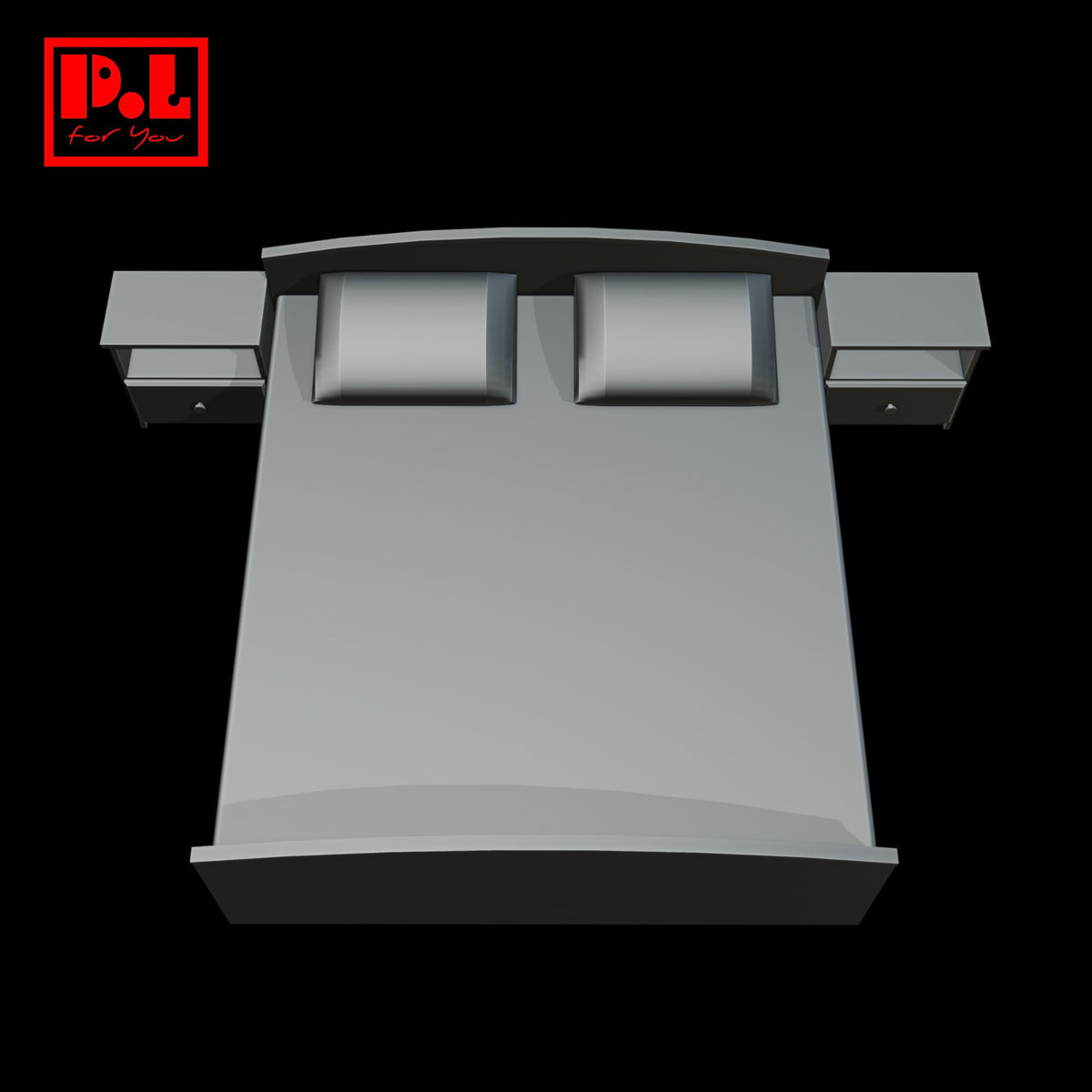 Double bed + bedside tables — 3D print STL files