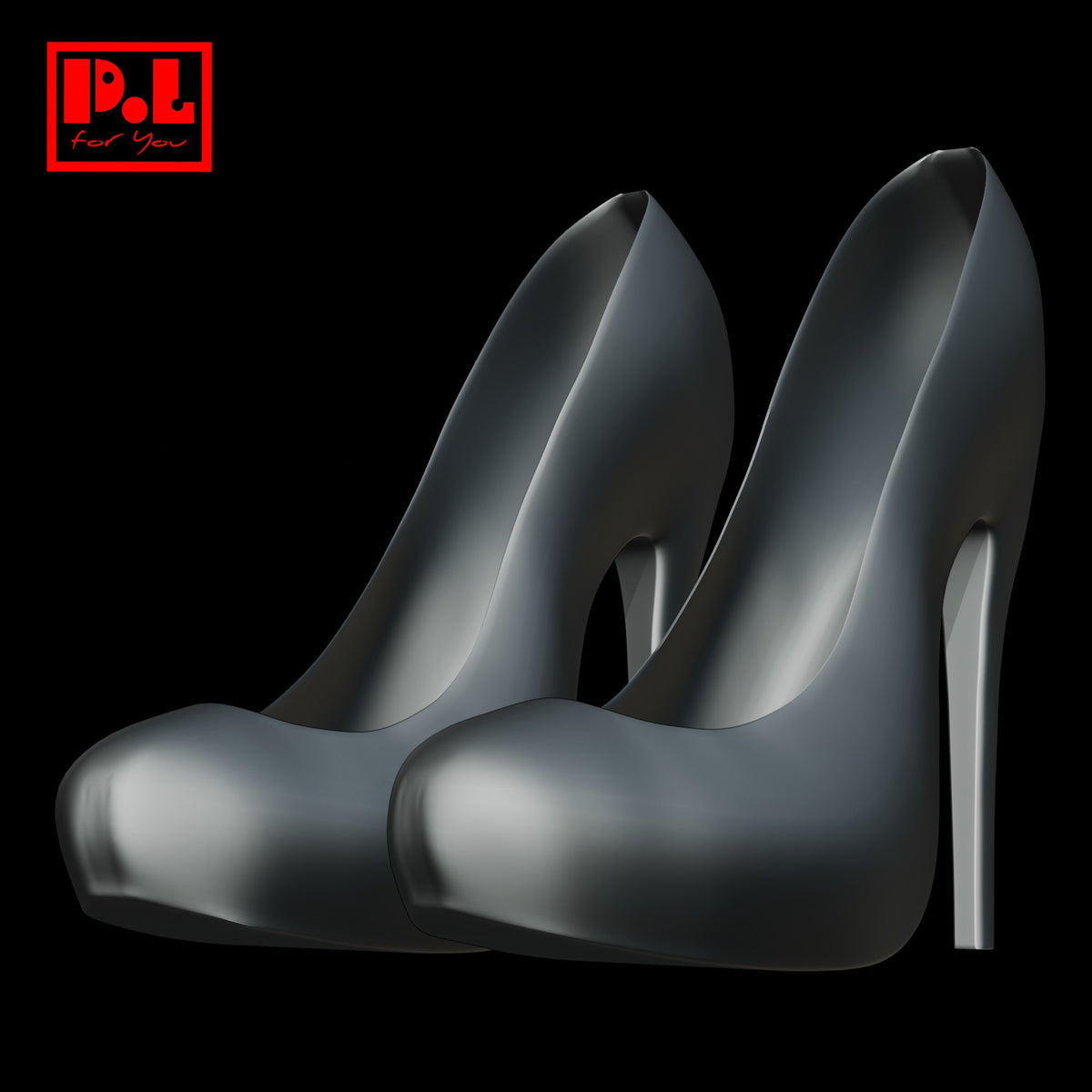 Elegant women's black high heels — 3D print STL files