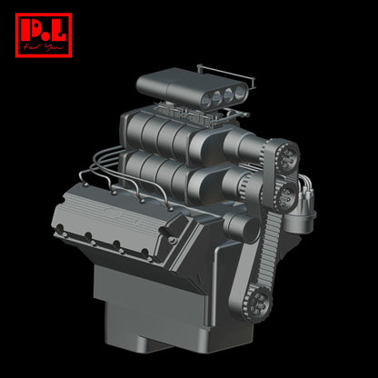 Engine V8 supercharged — 3D print STL files