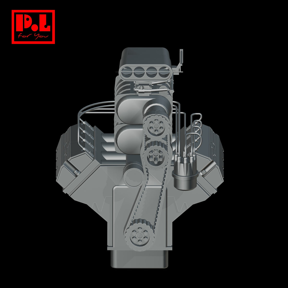 Engine V8 supercharged — 3D print STL files