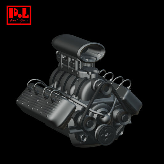 Engine V8 supercharged v2 — 3D print STL files