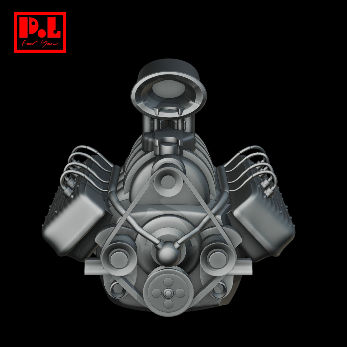 Engine V8 supercharged v2 — 3D print STL files