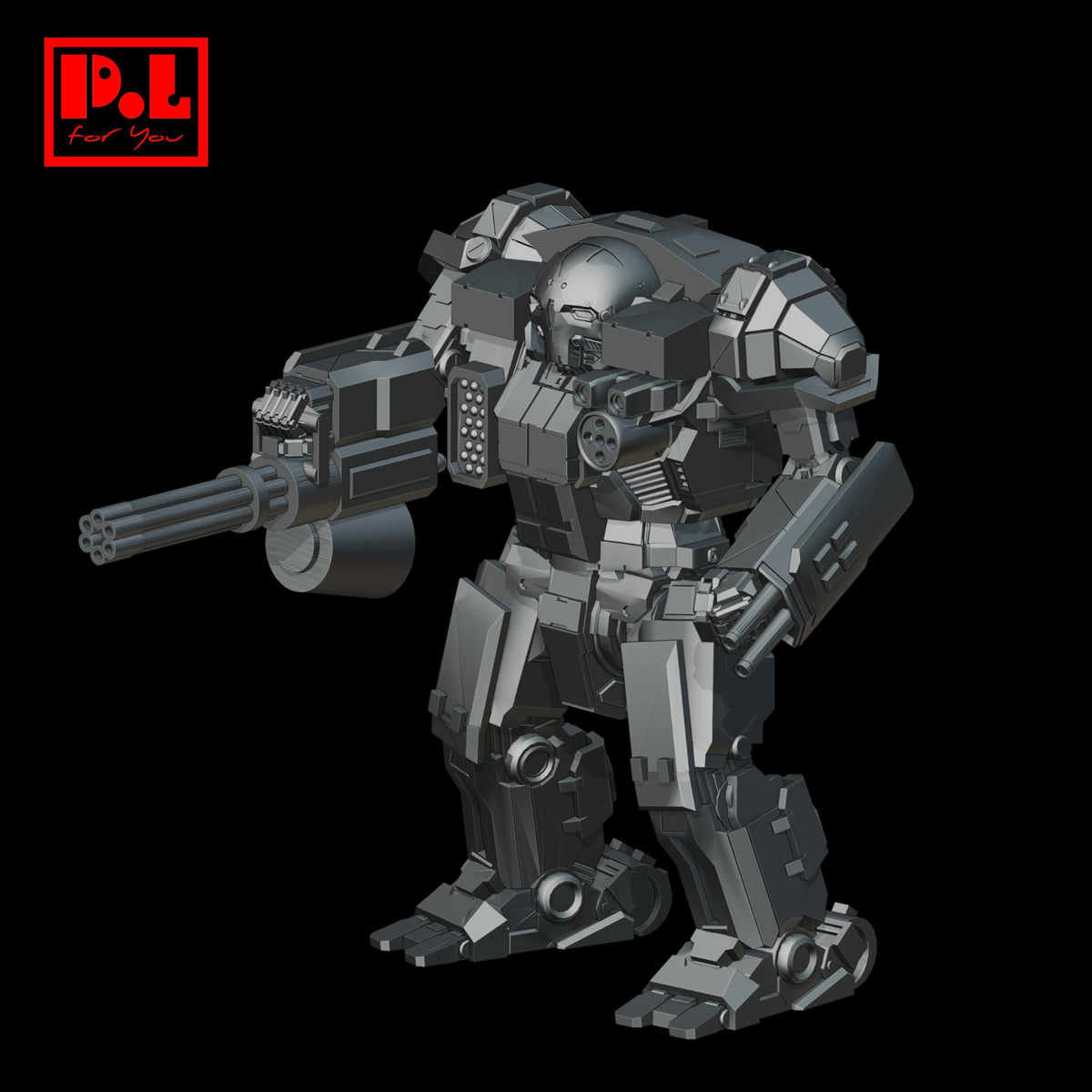 Mecha with M134 Minigun — 3D print STL files